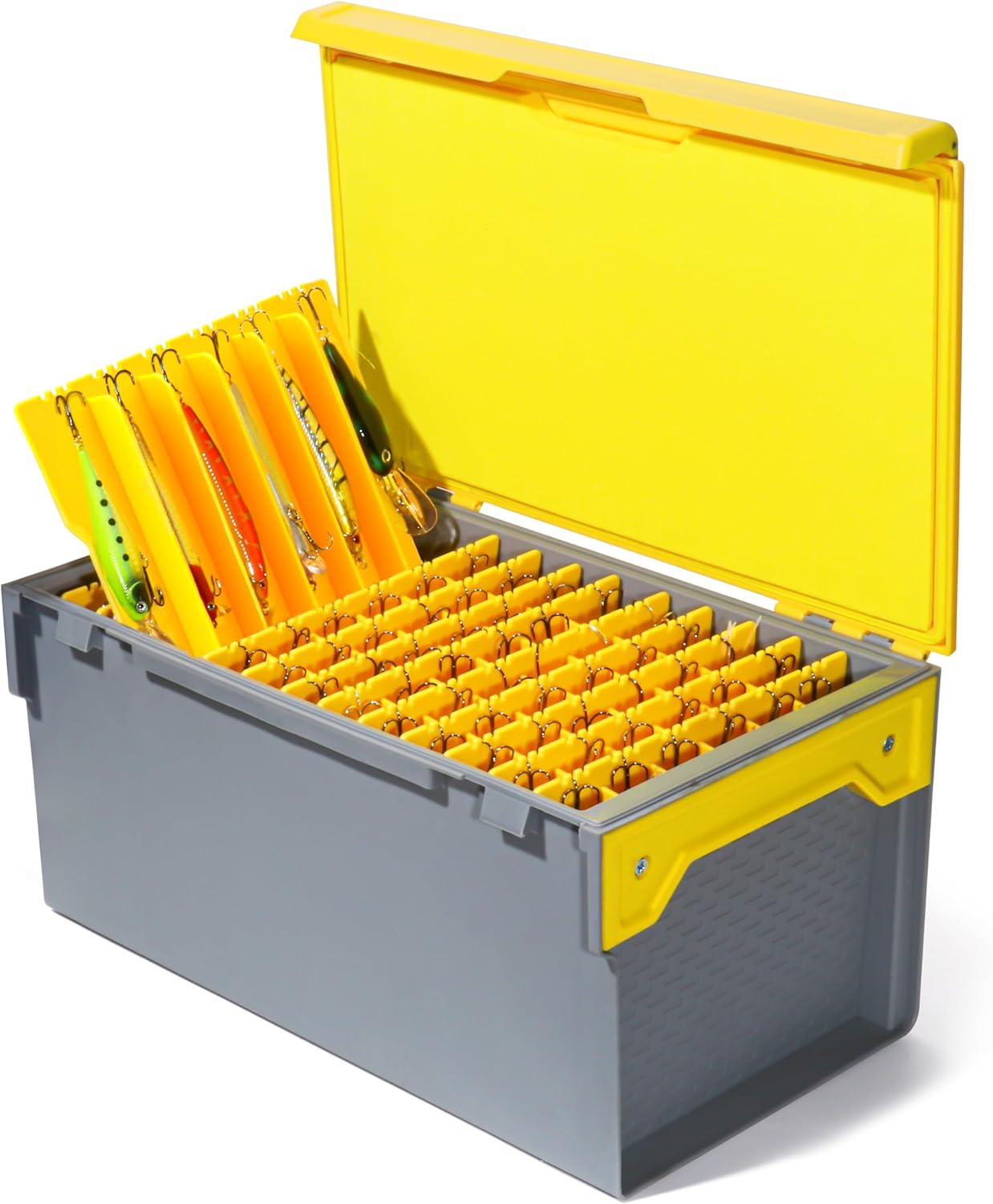 RUNCL Fishing Large Tackle Box – Rigid Hard Lure Organizer for Hard Bait Storage, Capacity Multi-Slot Organizer for Home Storage & Outdoor Freshwater and Saltwater Fishing