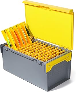 RUNCL Fishing Large Tackle Box – Rigid Hard Lure Organizer for Hard Bait Storage, Capacity Multi-Slot Organizer for Home Storage & Outdoor Freshwater and Saltwater Fishing