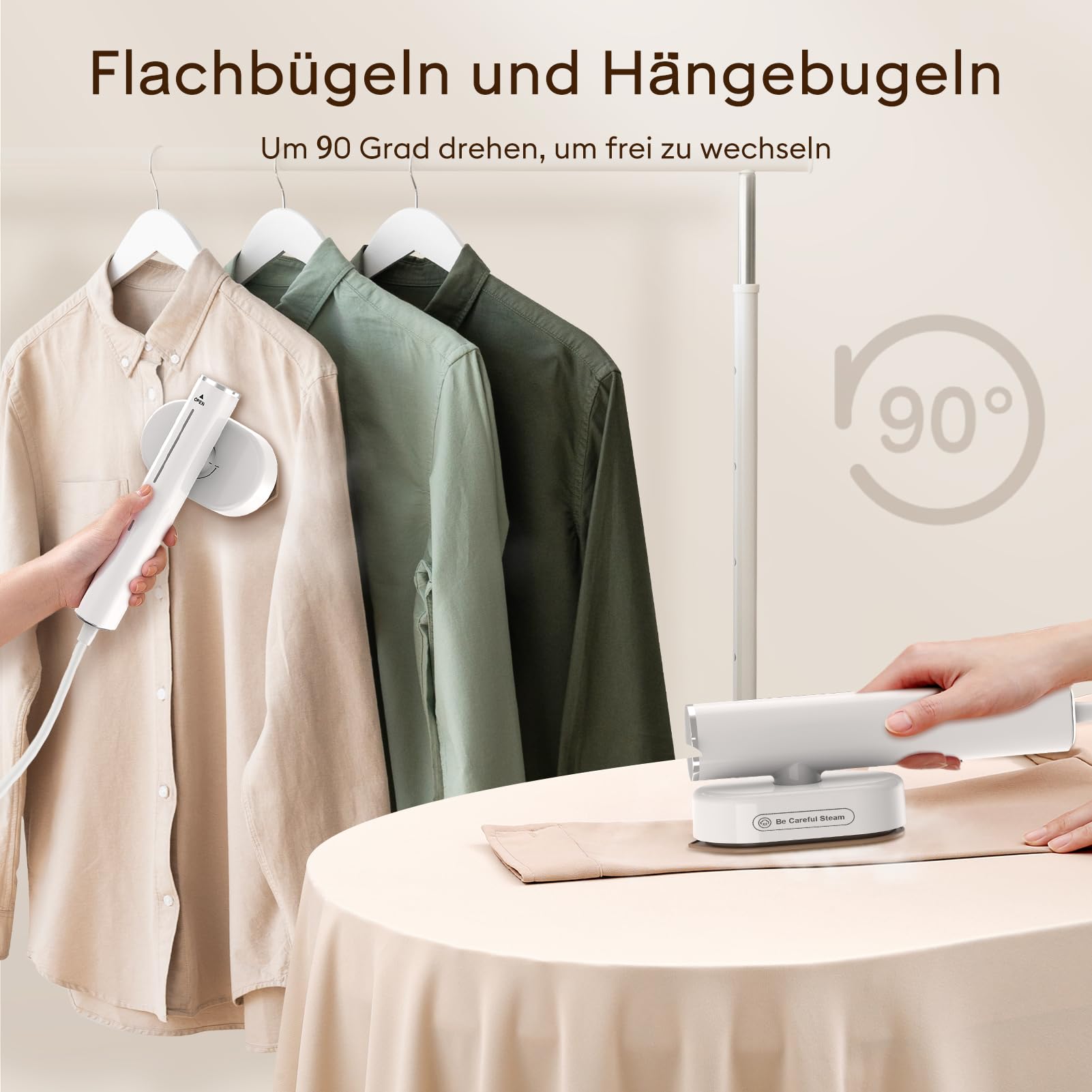 ITEFDTUTNE Reise Dampfglätter (100-240V), Tragbare Steamer für Kleidung, 2-in-1 Reisebügeleisen 1300W Steam iron, 15s schnelles Aufheizen Steamer dampfglätter für Reisen & Zuhause nutzen