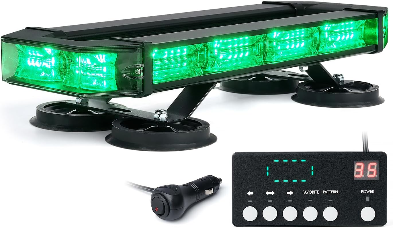 LUMENIX 72 LED Rooftop Strobe Light Bar with Control Panel, Green