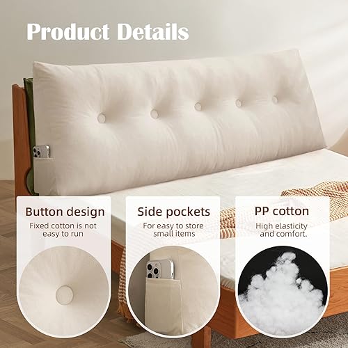 Miniatura 8 de Almohadas de cuña tamaño individual XL para dormitorio, cabecero gris claro, almohadas para sentarse en sofá cama y literas, cojín grande de apoyo