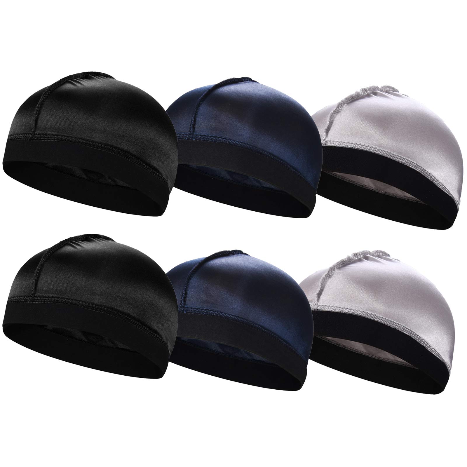 6PCS Silky Stocking Wave Cap for Men, Good Compression Over Durag （Regular Style）