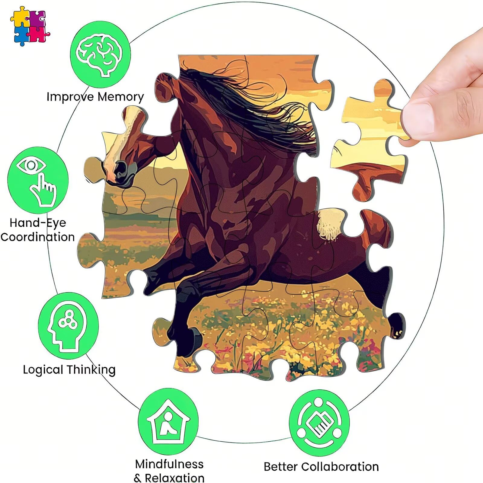 Puzzle 6000 elementów, łąka koń puzzle 6000 elementów dorośli i dzieci, premium artystyczna łamigłówka, 179,5x105,5 cm Klasyczna gra puzzli dla dorosłych, dekoracja domu, prezent dla mężczyzn s7h-13