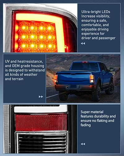 Miniatura 63 de Nilight Conjunto de luz trasera para Dodge Ram 2009 2010 2011 2012 2013 2014 2015 2016 2017 2018 Dodge Ram 1500 2500 3500 2019 2020 2021 estilo Lado