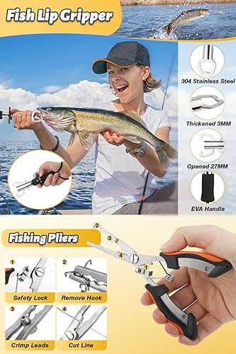 Miniatura 5 de Juego combinado de caña de pescar, caña de pescar y carrete de 6.89 pies, kit de caña de pescar telescópica de fibra de carbono con carrete