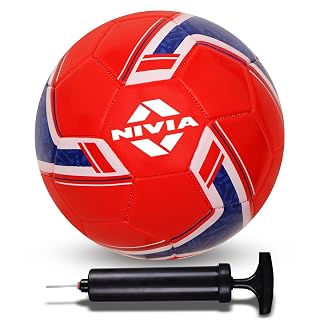 Nivia Spinner Machine Stitched Football with Ball Pump 6" Combo (England) (Multicolor, Size -5)