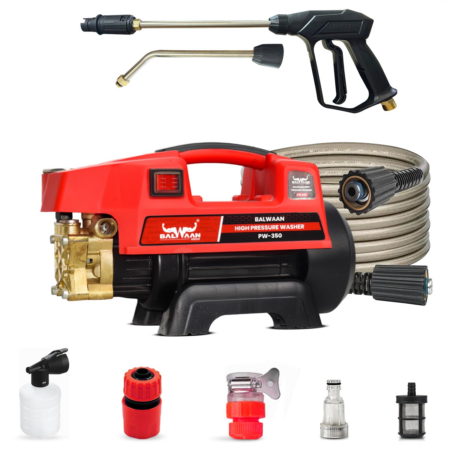 BALWAAN Krishi Pressure Washer PW-350 Brass Pump Head 1800w Motor 120-