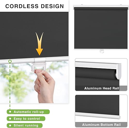 Miniatura 2 de LazBlinds Persiana enrollable sin cordón, persianas opacas de parada libre para ventanas, aislamiento térmico, protección UV, impermeable, persianas