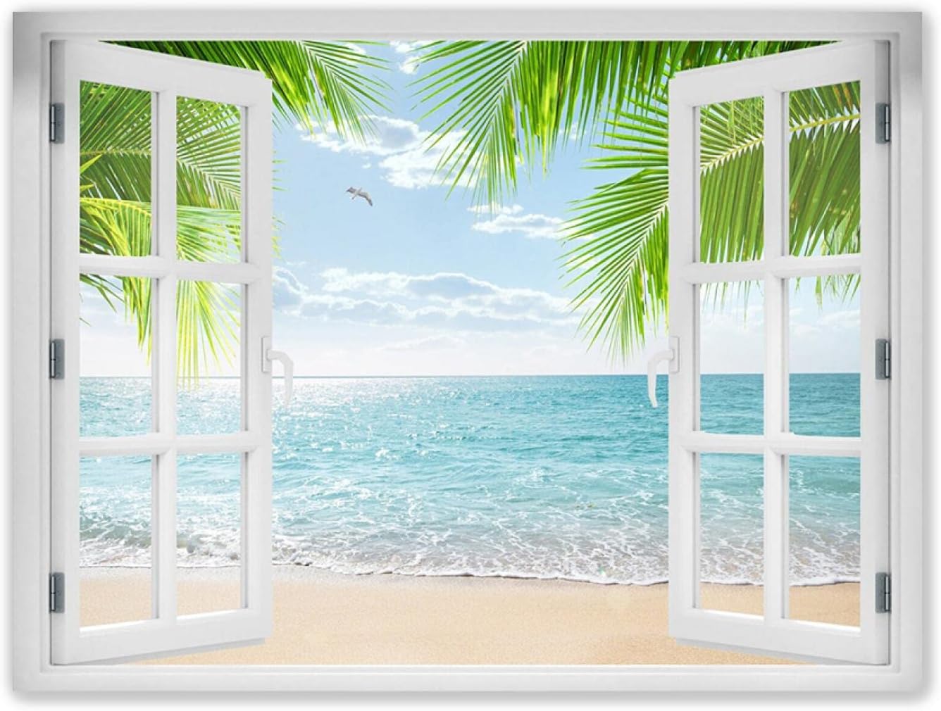 JZSDGB Open Window Canvas Wall ArtFramed Ready to hang