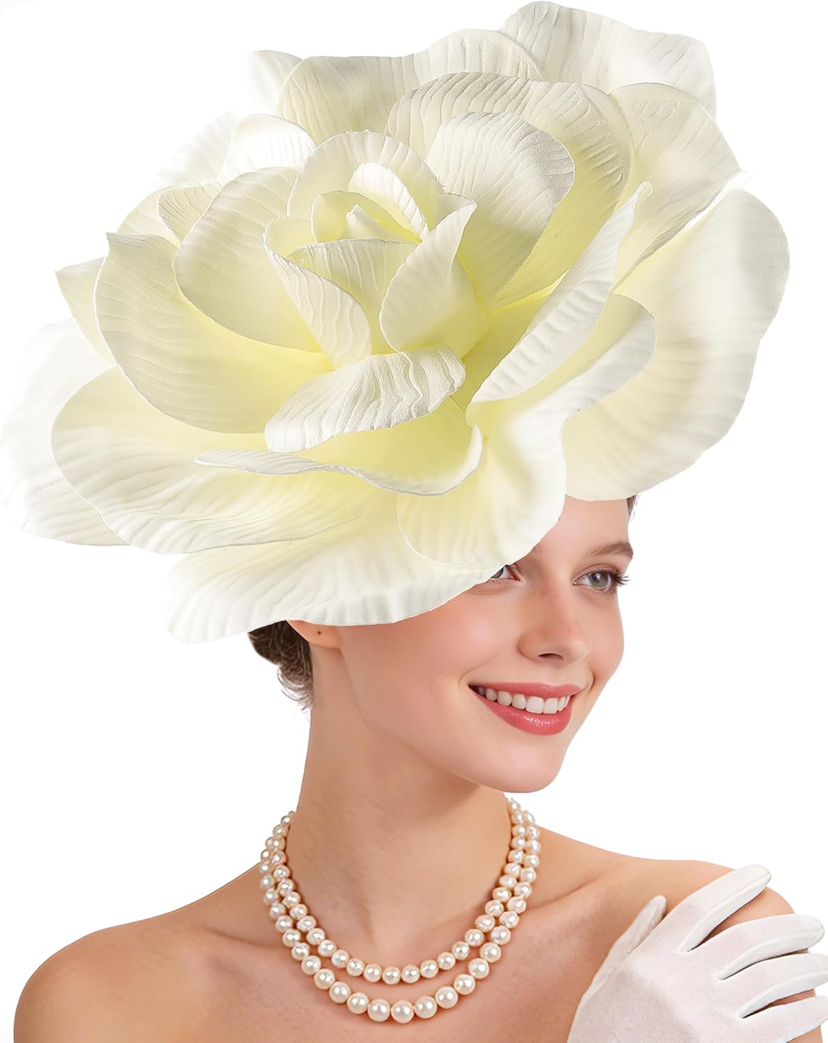 Large Flower Fascinators for Women - 2026 Elegant Fascinator Hats Rose Cocktail Headpiece for Church Ball Party