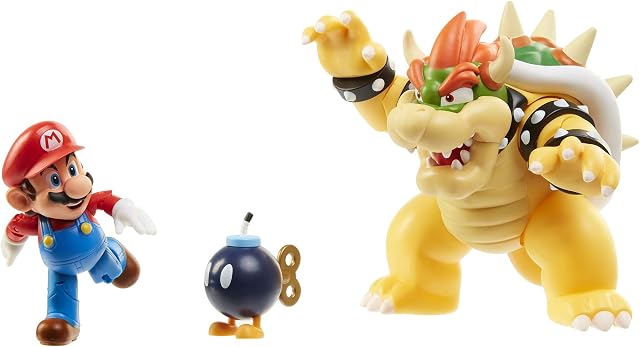 Nintendo Super Mario Bowser Vs Mario Diorama Set with Action Figures