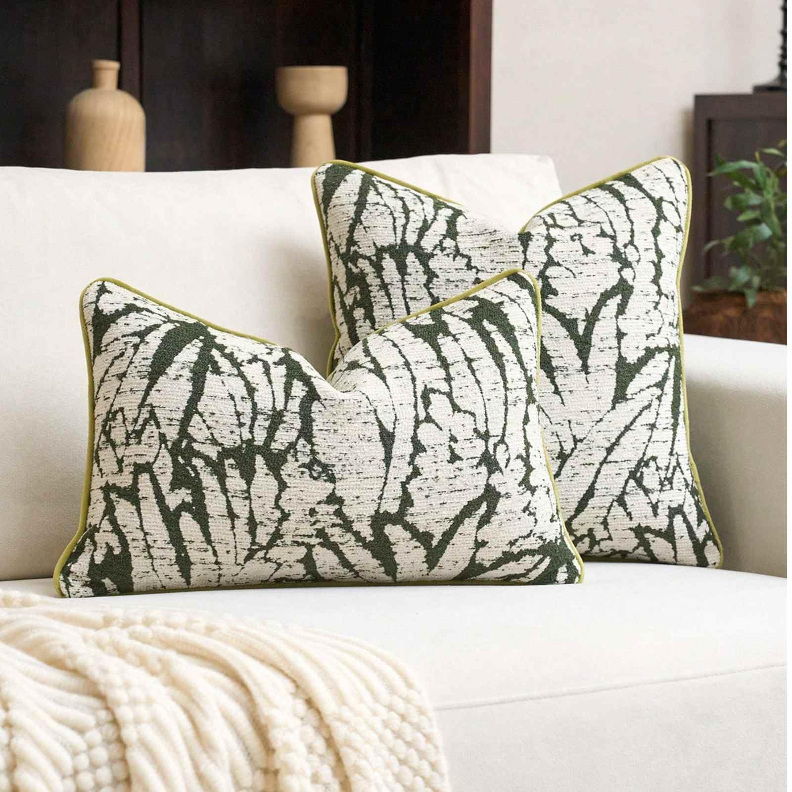 Lot de 4 Housses de Coussin Décoratives en Polyester Style Ferme Rustique Bohème, Idéales pour canapé, Salon, canapé, Lit, Décoration d'intérieur (45,7x45,7 cm / 18x18 Pouces)