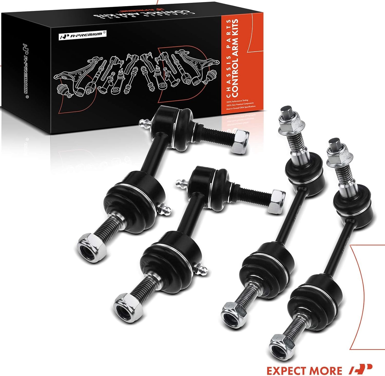 A-Premium Set of 4, Front & Rear Sway Bar Links Kit Stabilizer Bar Links Compatible with Ford Expedition 2003-2005, Lincoln Navigator 2003-2005