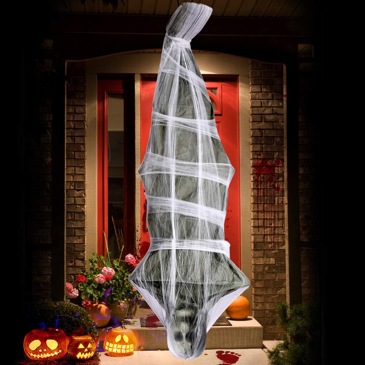 UFUNGA 72 inch Cocoon Corpse Decoration - Halloween Decorations Hanging Ghost - Scary Home Decor for Yard Outdoor Indoor Party Haunted House (Cocoon Corpse)