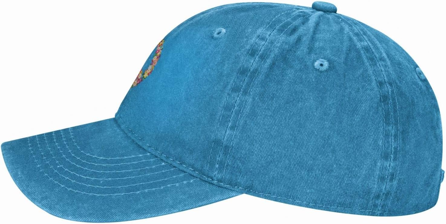 Washed Distressed Adjustable Peace and Love Symbol Flowers Womens Denim Baseball Cap Mom Trucker Hat Cap for Women - Image 4