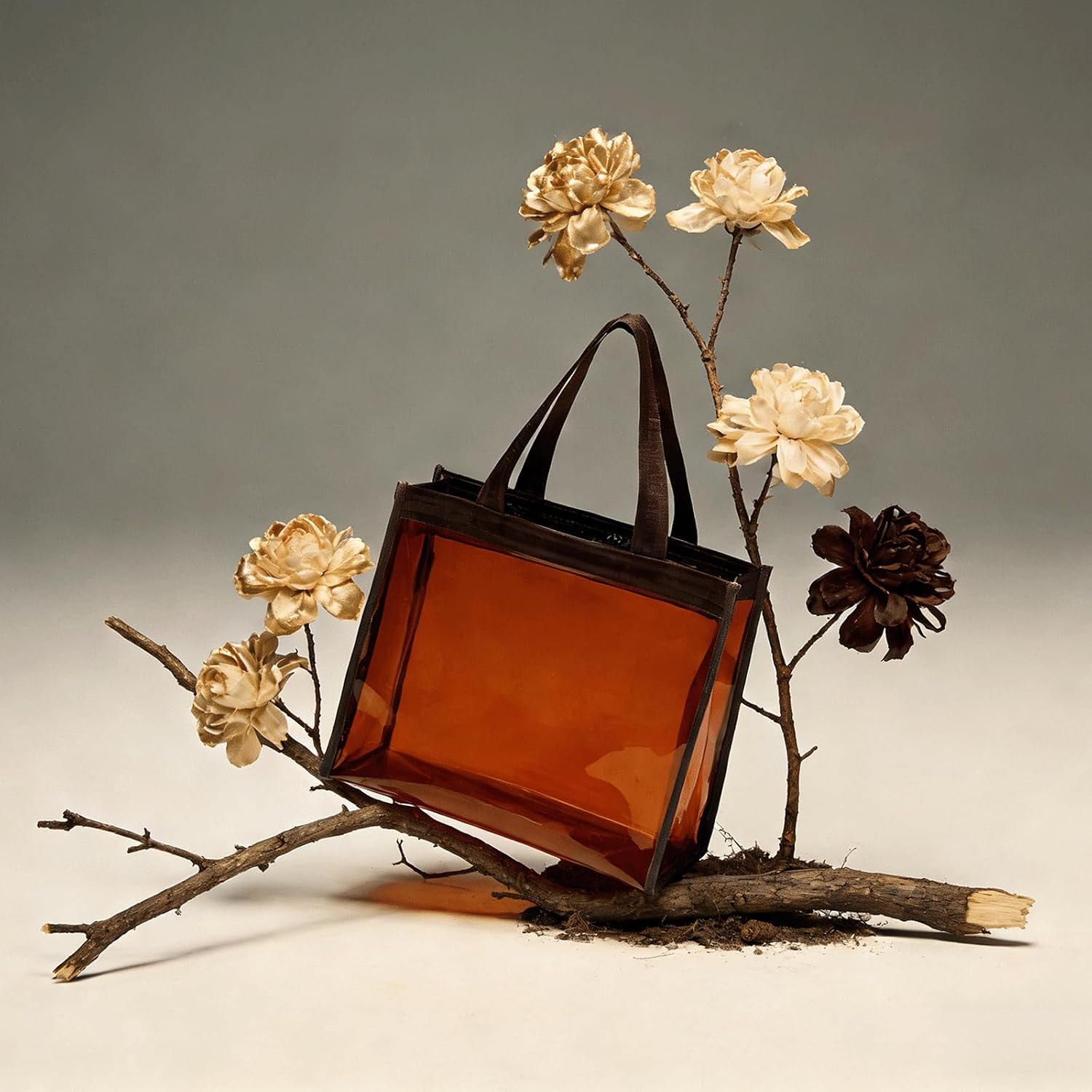 Jelly Tote Clear Amber Small Square Jelly Purse Waterproof Beach Minimalist Aesthetic Shopper Bag for Woman