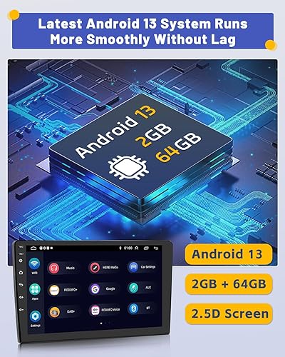 Miniatura 10 de Hikity 4+64 GB Android coche estéreo doble DIN 10.1 pulgadas pantalla táctil, Carplay Android Auto Radio con navegación GPSespejo