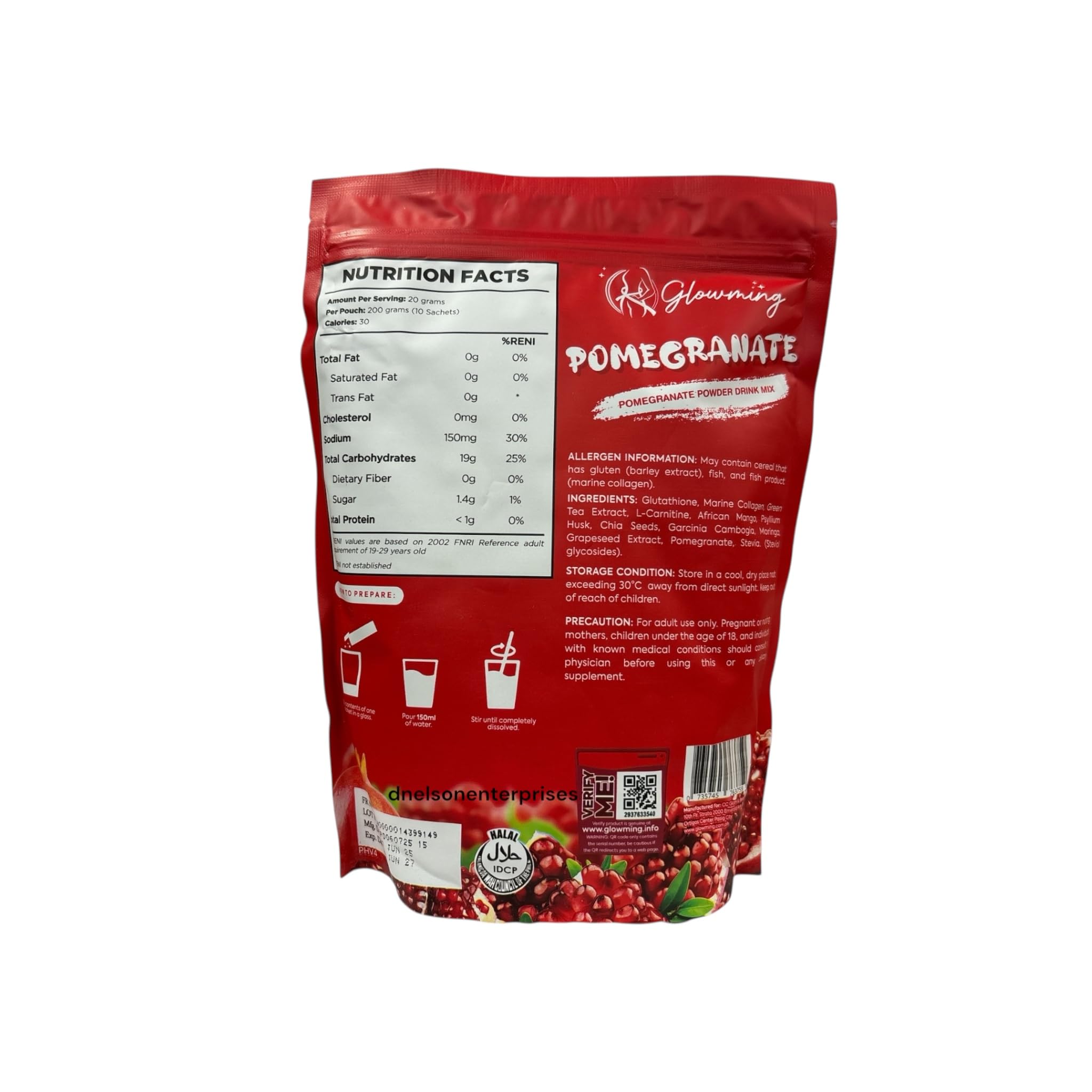 pomegranate glutathione Relumins Glutathione With Pomegranate Extract - 10 Pack (50 ml) Exp -  08/2027 main image 1