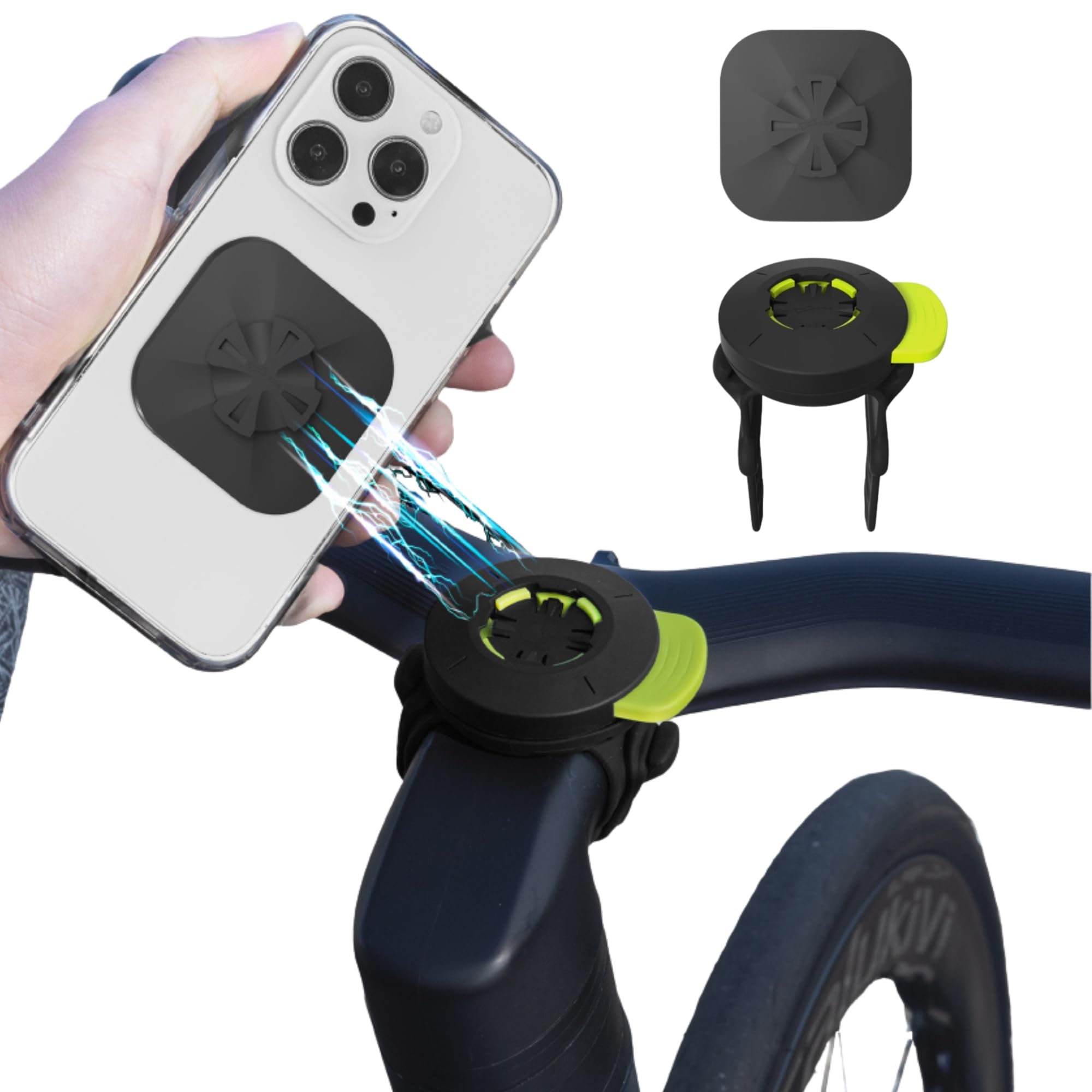 Bone Bike Tie Connect Kit 3 - Sticker, Support téléphone vélo magnétique Universel pour Potence, Rotation 360°, libération Rapide, Verrouillage sécurisé, Antichoc, Compatible Smartphones 4,7"–7,2"