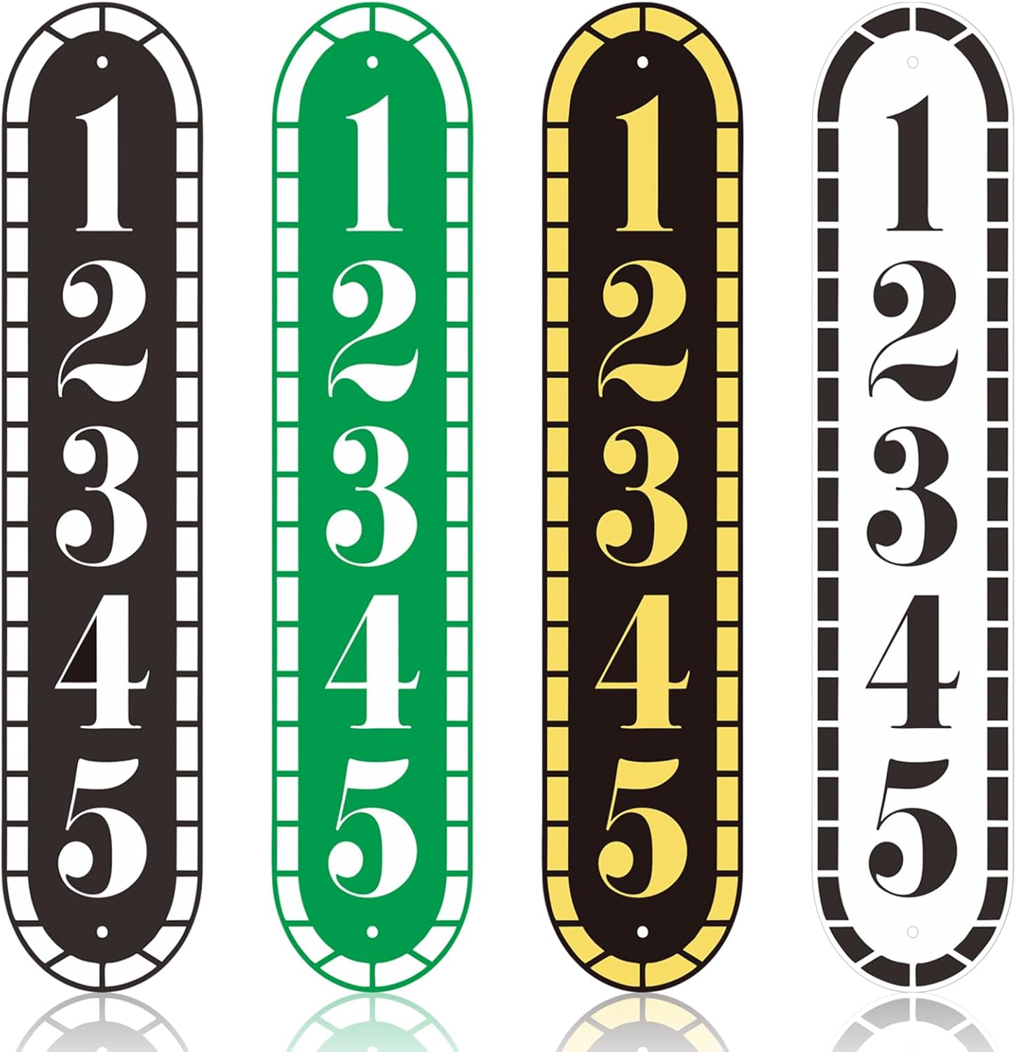 Reflective Address Plaque Vertical - (18'' x 3.5'') Personalized Sign, House Number Plaque for Outside, Yard, Garden, Brick Mailbox, Fence, Driveway