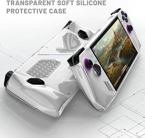 Miniatura 6 de Funda transparente de TPU para consola de mano ASUS ROG Ally, protección completa, funda de TPU suave, a prueba de golpes, incluye 2 protectores