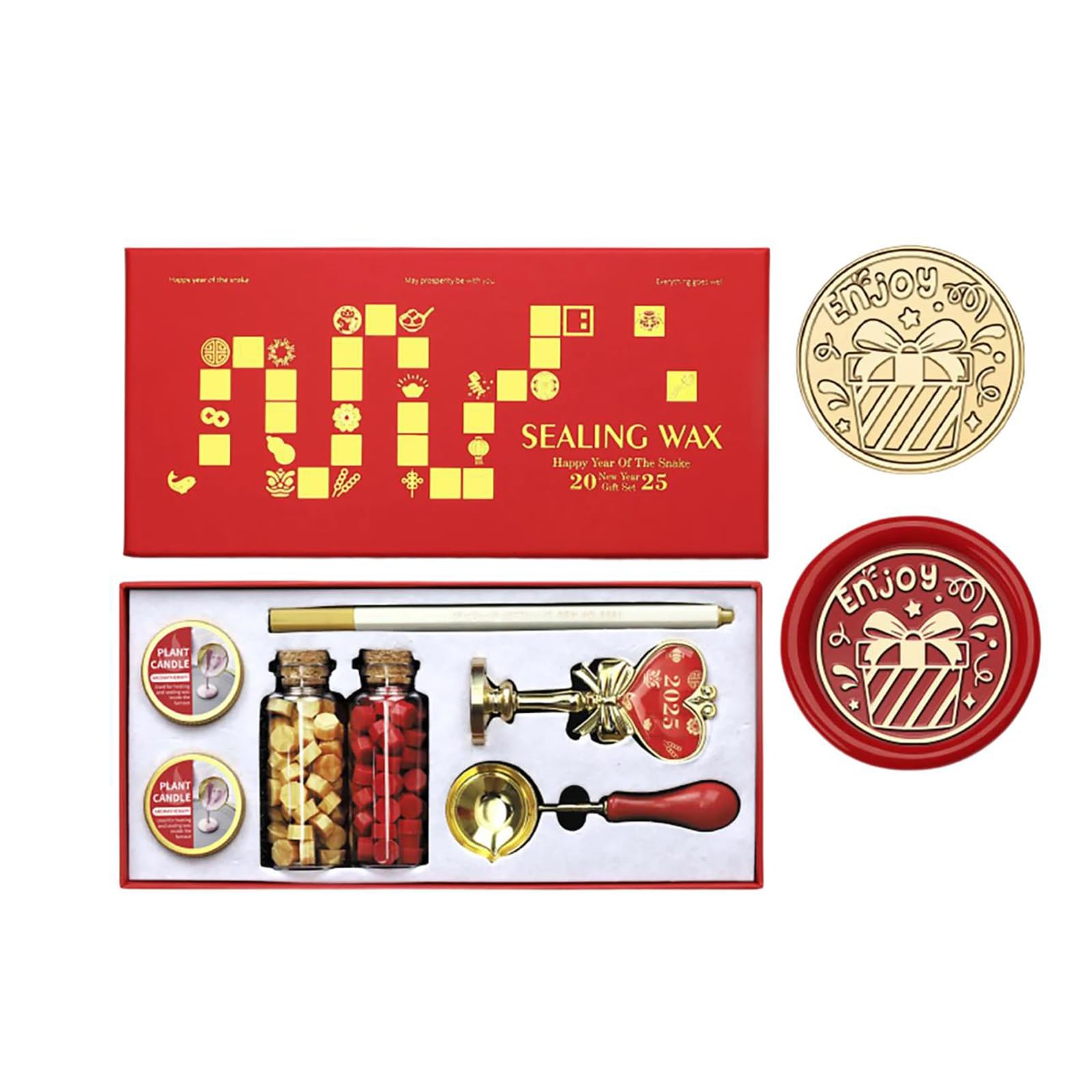 Yhplxyuus Year of the Snake Themed Seal Stamp Seal Beads Melting Spoon and Set for Envelope Card Party Invitation Decorative Envelope