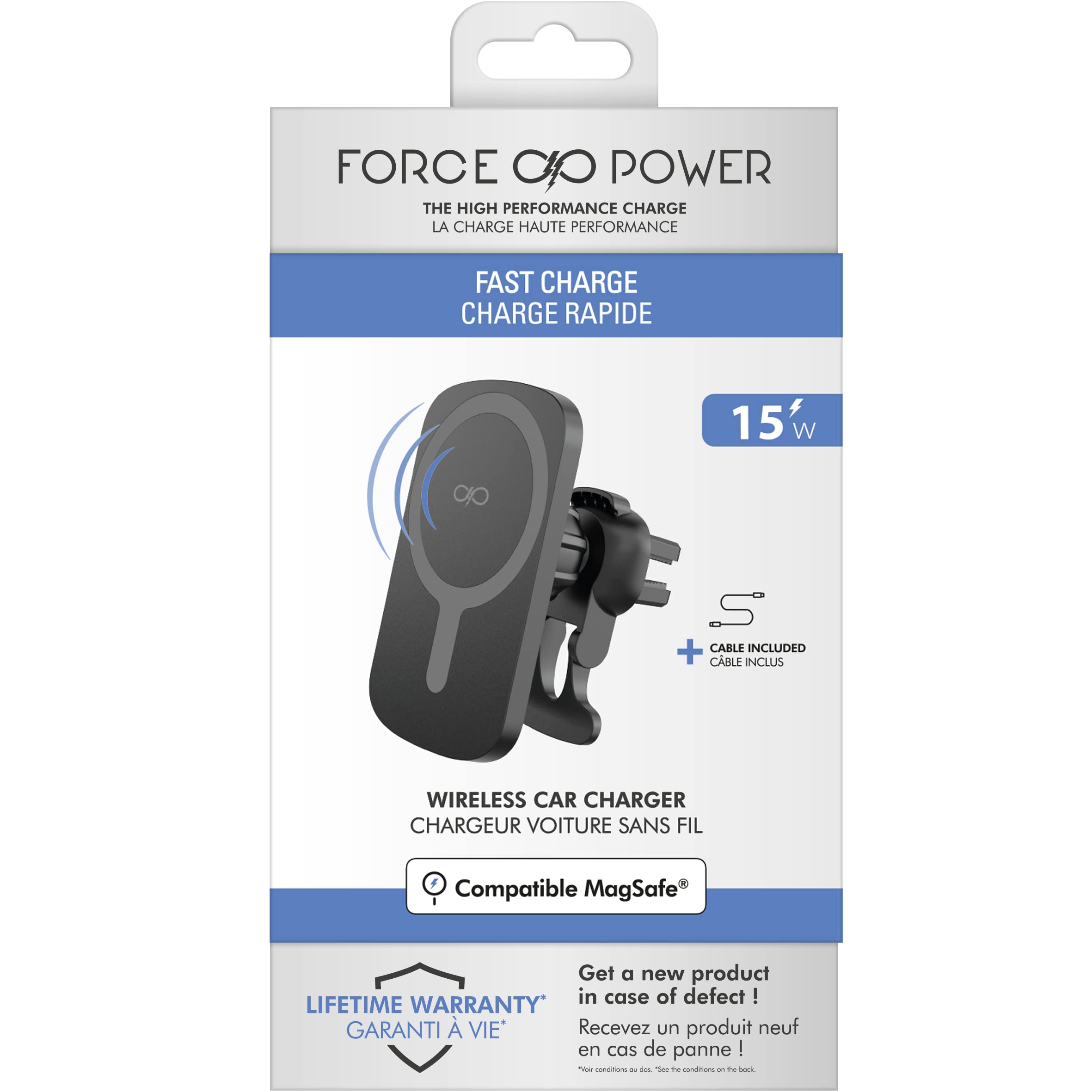 Bigben ConnectedForce Power MagSafe Wireless Car Mount Airvent Charger, Portable & Car Friendly, Ultra-Fast Charging, iPhone 15 & Android Compatible, White