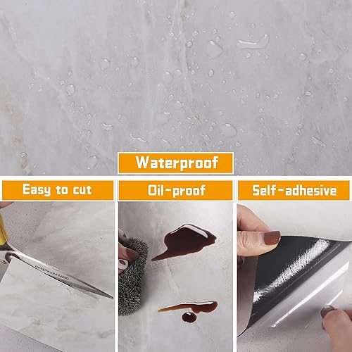 Miniatura 48 de CHICHOME Paquete de 32 azulejos de vinilo impermeables para despegar y pegar, de 12 x 12 pulgadas, autoadhesivos, removibles de mármol gris