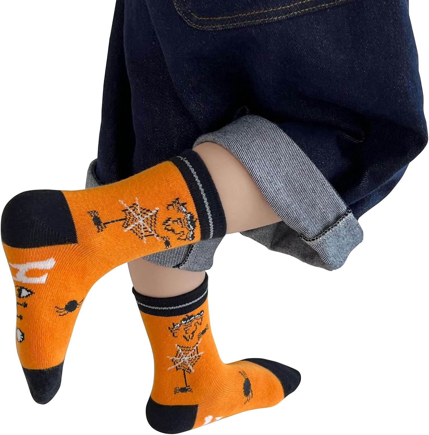 5 Pairs Halloween Socks Kids Novelty Holiday Socks Boys Funny Crew Socks Girls with Cartoon Patterns