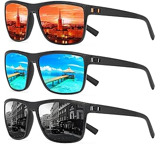TURBOPEP Square Polarized Sunglasses for Men and Women Lightweight Frame Sun Glasses with UV Protection