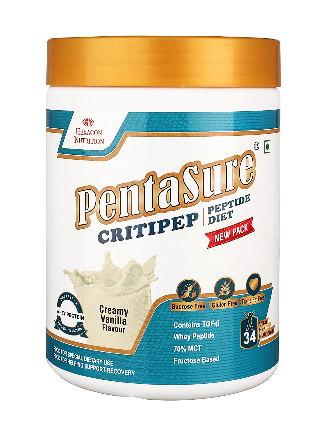 PentaSure Critipep Peptide Diet Powder | Creamy Vanilla Flavor - 400g | 100% Whey Peptide, MCT, Fructose Based Nutritional...