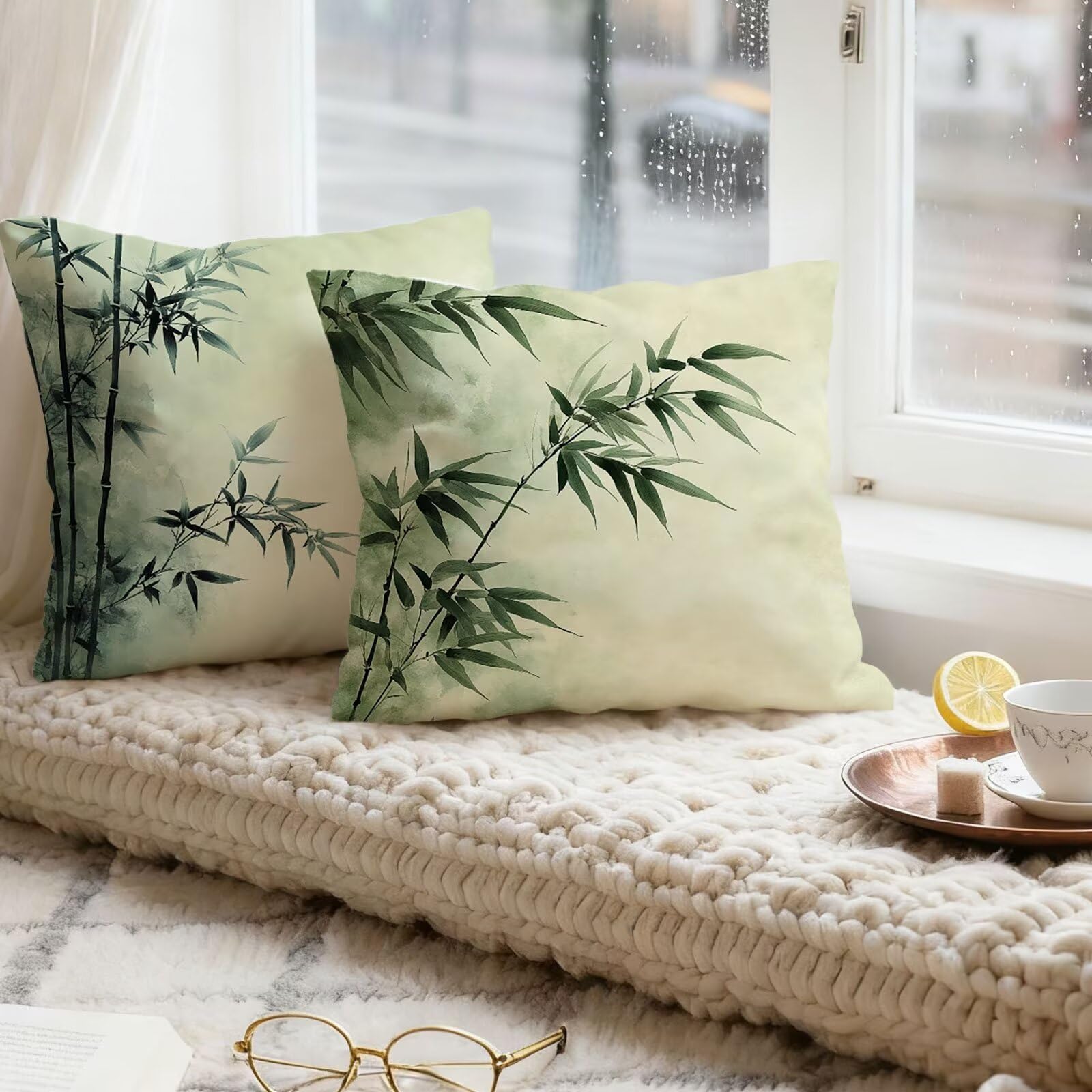 Verde Funda Cojin 60x60 Bambú Funda Almohada 60x60 Cojines Sofa Súper Suave Fundas Cojines Decorativos Fundas Almohadas 4 Piezas Almohada Cervicales y Cuello, para Hogar Cama Salon Decoracion E - 737