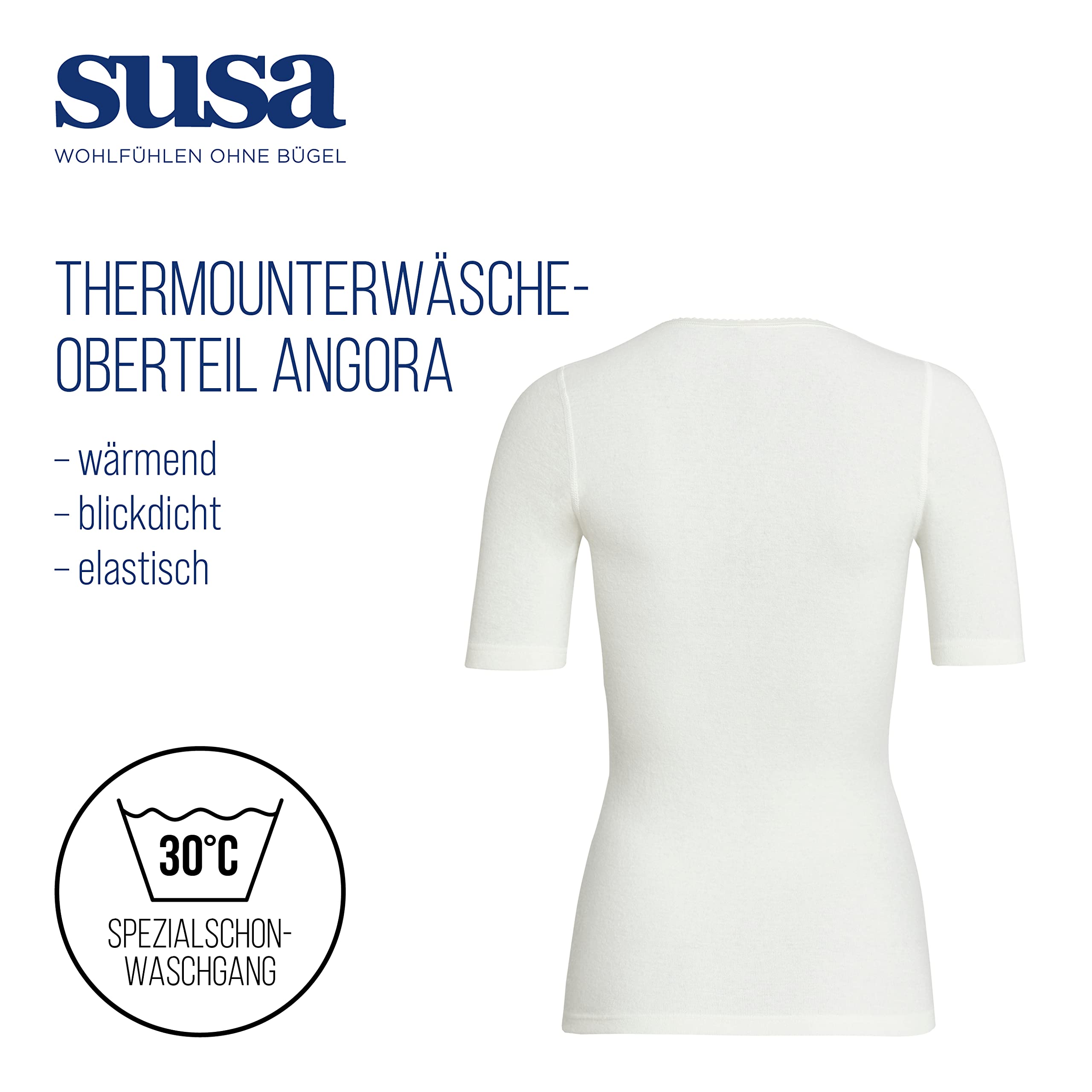 Susa Kobiety Angora Spenzer Koszulka Termiczna, Biały, L