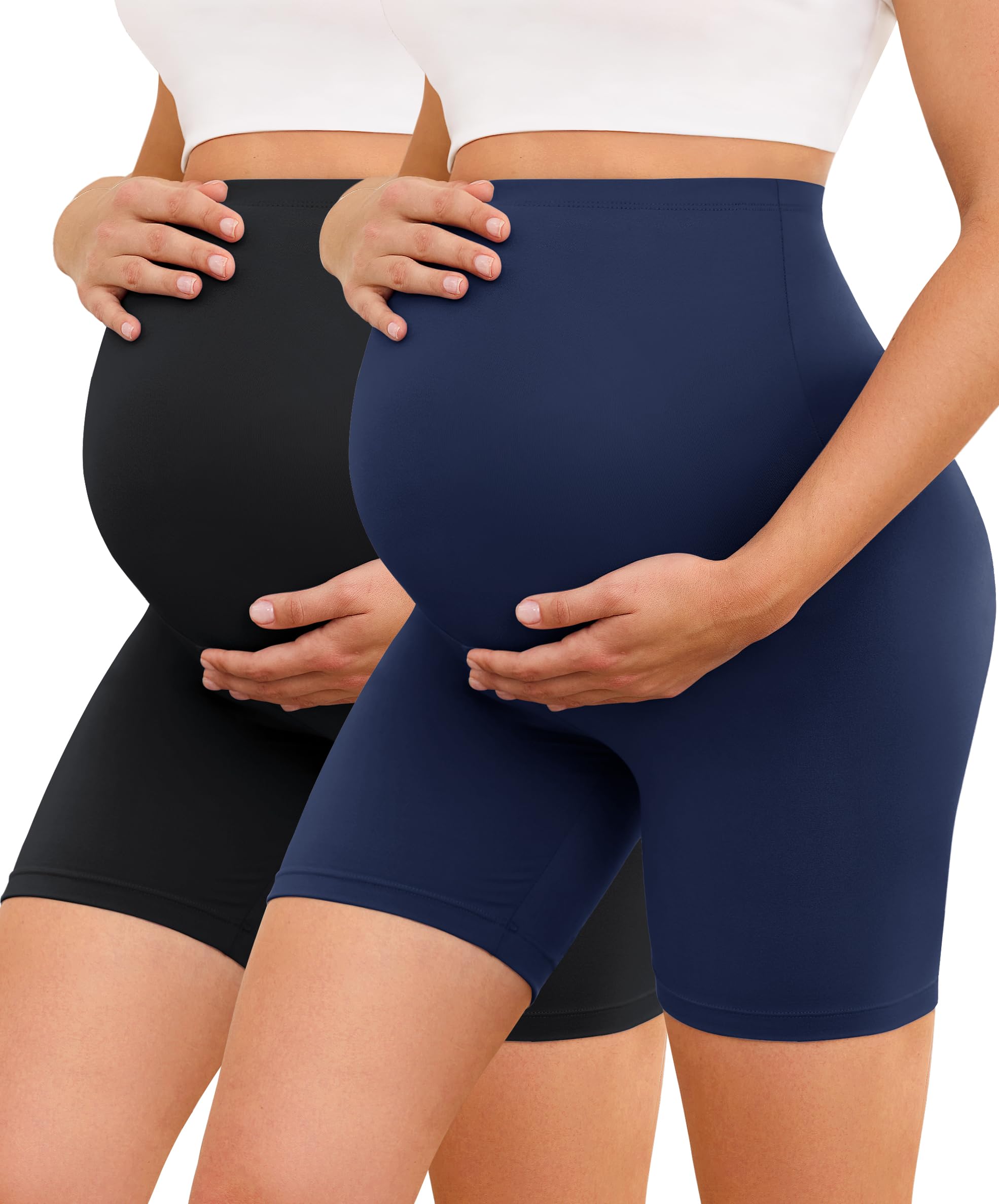 BAYDI Creamlush, leggings corti per gravidanza, 13 cm, estivi, morbidi pantaloncini premaman per yoga, lounge