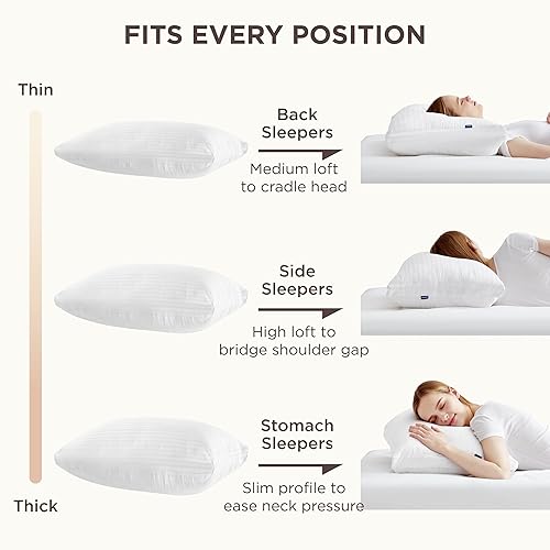 Miniatura 5 de Bedsure Almohadas de cama de capa ajustable para dormir, juego de 2 almohadas de tamaño Queen, almohadas de lujo con almohadas firmes suaves y