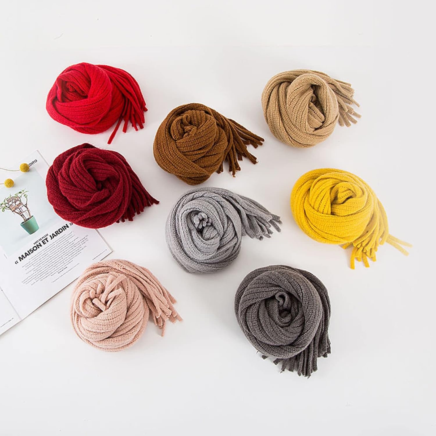 Kids Knit Scarf Winter Fashion Solid Color Toddler Baby Scarves Neck Warmer Tassel Scarf for Boys Girls - Image 6