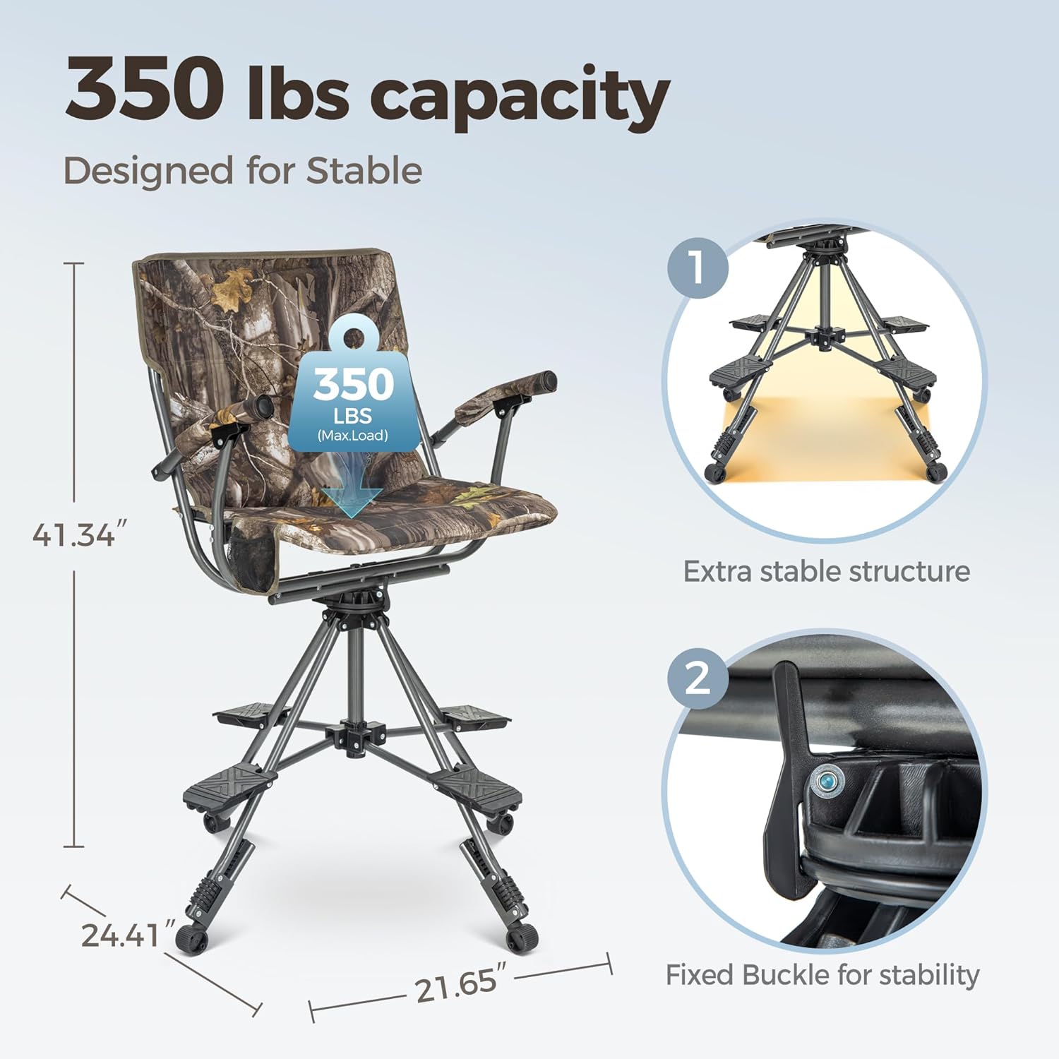 ALPHA CAMP 360°Swivel Hunting Chair 1 Second Setup Blind Chair with Cup Holder 330 Pound Capacity - Image 3