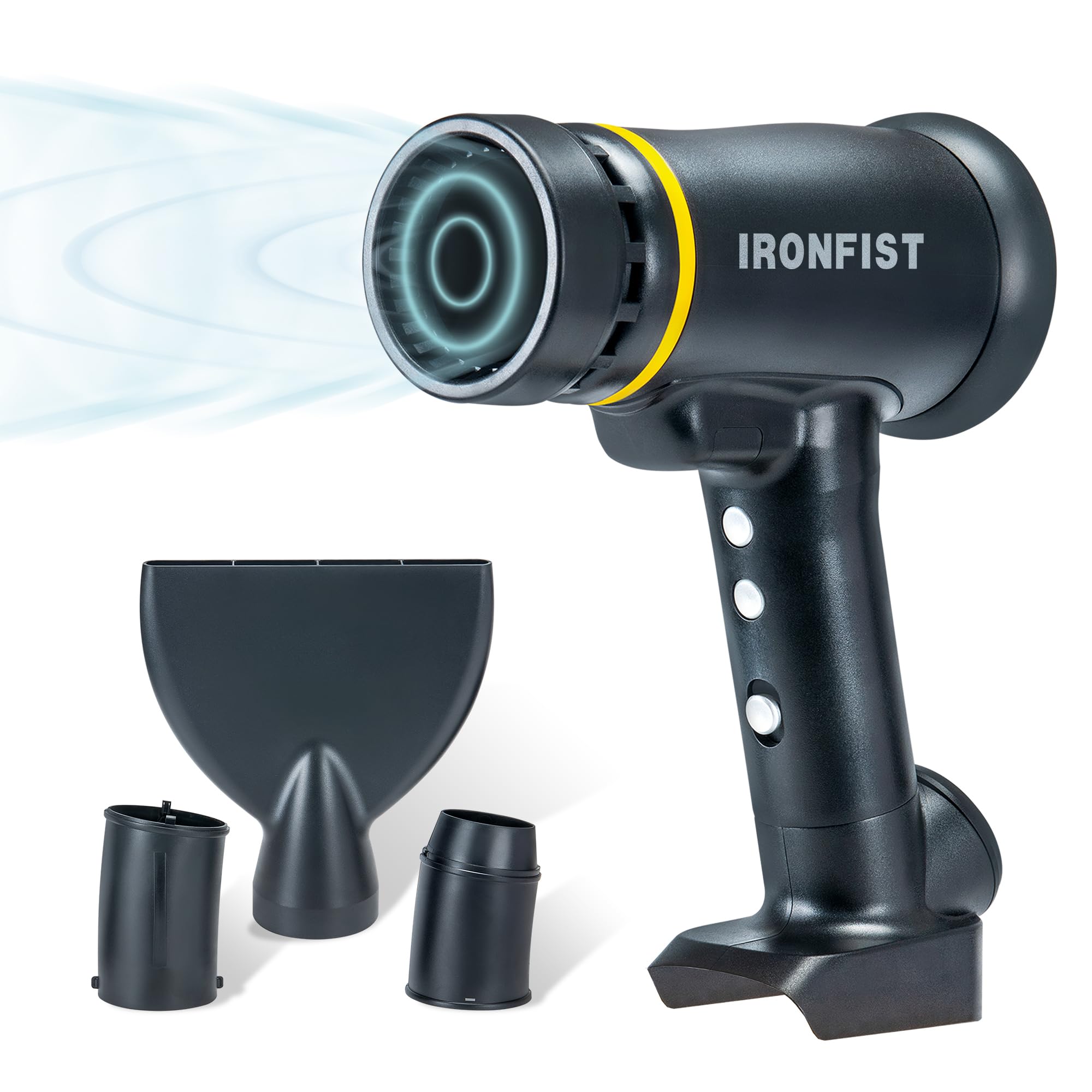 IRONFIST Soffiatore turbo a foglia compatibile con batteria DEWALT 20 V MAX, forza di soffiaggio 1400 g, motore canalizzato, 5 velocità, display digitale, 0,6 kg, ultra leggero per la pulizia della