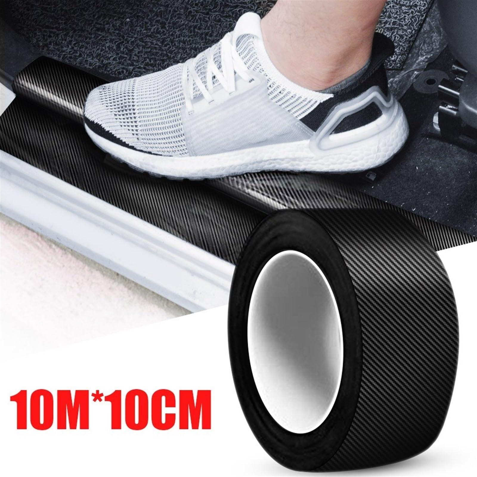 Tira Protectora de Parachoques Adhesivo de Fibra Carbono para Coche, para umbral Puerta, Espejo Lateral, Cinta antiarañazos, película Protectora Impermeable, 10/5 m(Width 7cm,Length 1m)