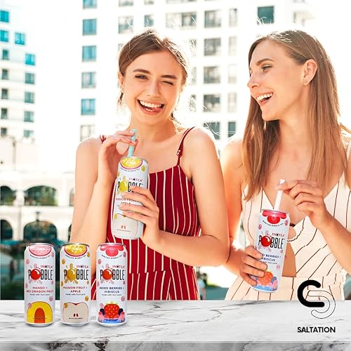 Vista 6 de INOTEA POBBLE BURSTING BUBBLE TEA (paquete de 3 latas) incluye tarjeta de agradecimiento de saltación, té helado enlatado hecho con jugo de fruta