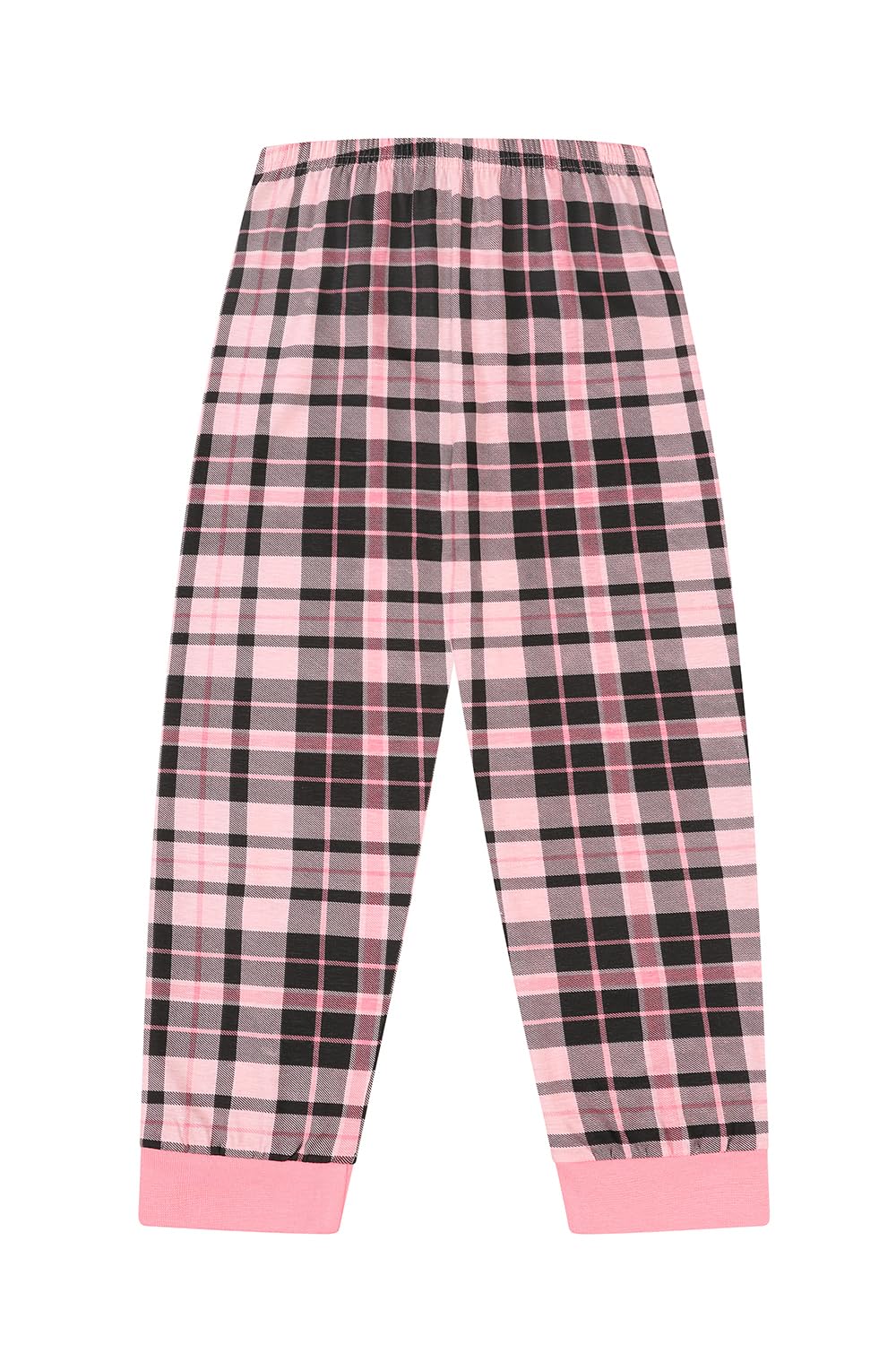 thepyjamafactory Pigiama da Bambina in Cotone con Gamba Lunga Scozzese Nera e Rosa per Bambini