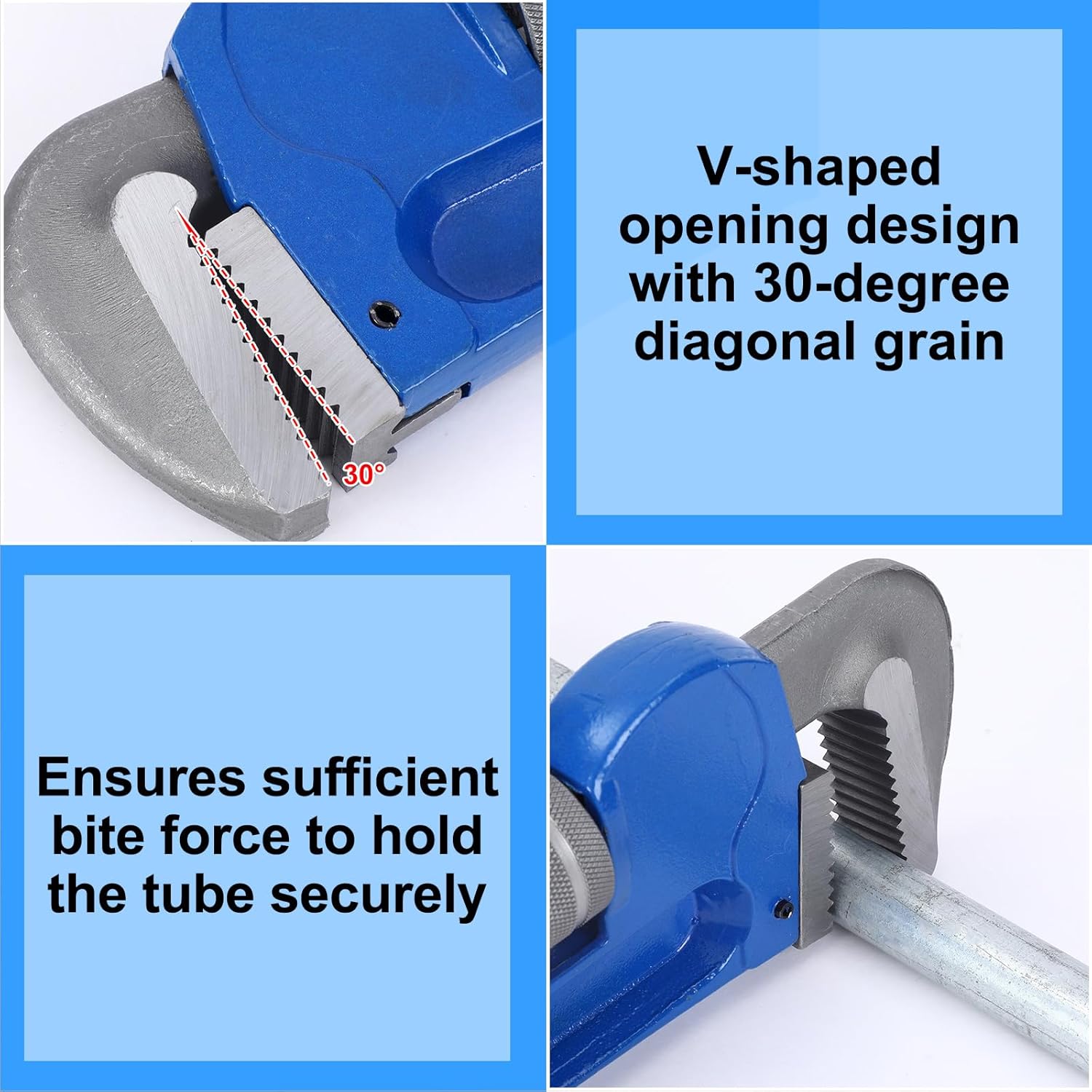 Gisafai 8'' 10'' 12'' 14'' 18'' 24'' 38'' 48'' Straight Heavy Duty Pipe Wrench Set Plumber Adjustable Water Alloy Steel Grip Plumber's Wrench Plumbing Tools, Blue