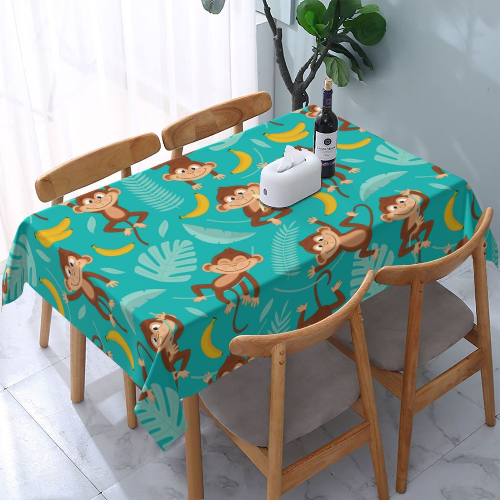 Hlbsdm Monkeys Table Cloth Rectangle Table Washable Tablecloth Waterproof Party Table Cover 54X 72 Inch For Holiday Picnic Fall Decorations Kitchen10