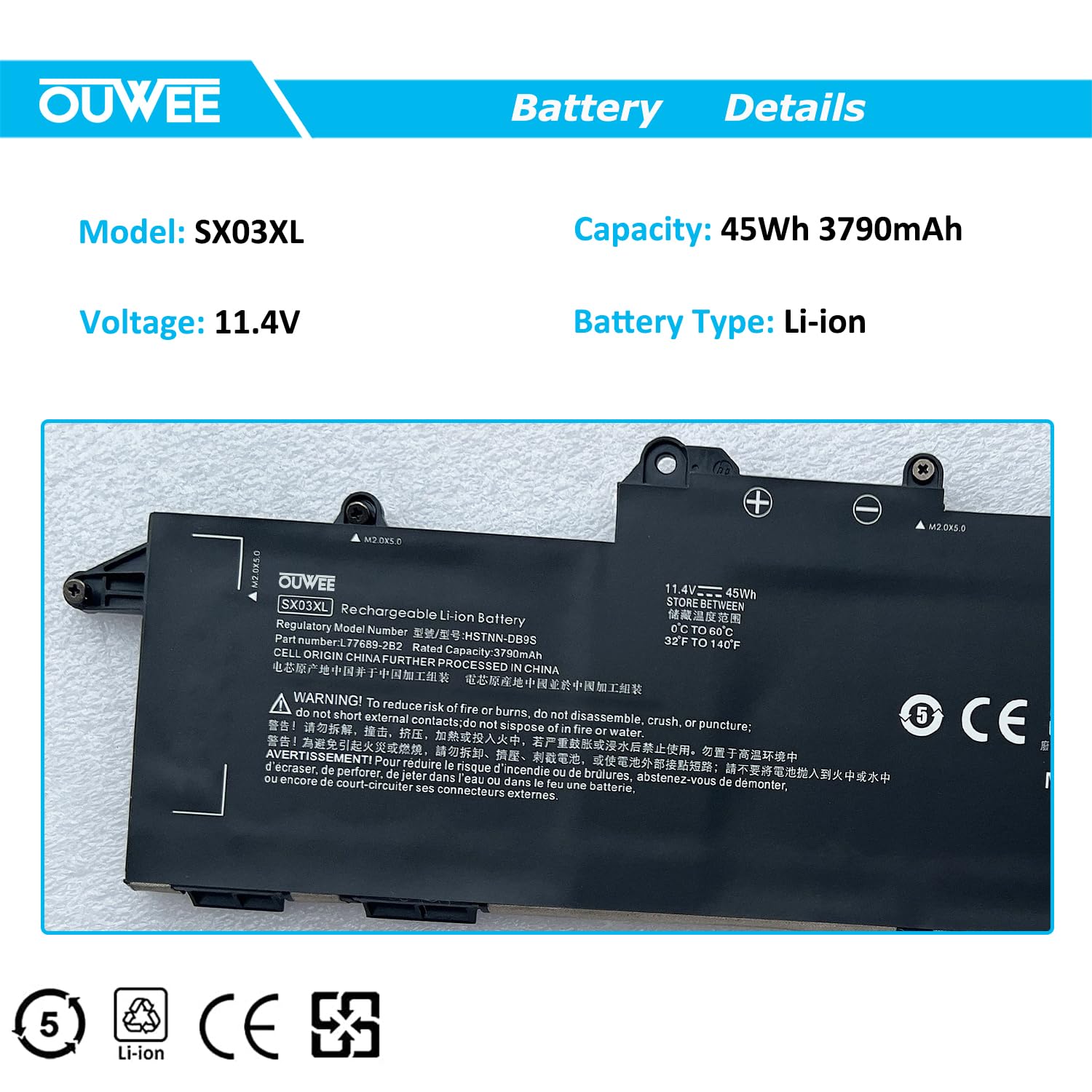 Amazon.com: OUWEE SX03XL L78125-005 Laptop Battery Compatible with