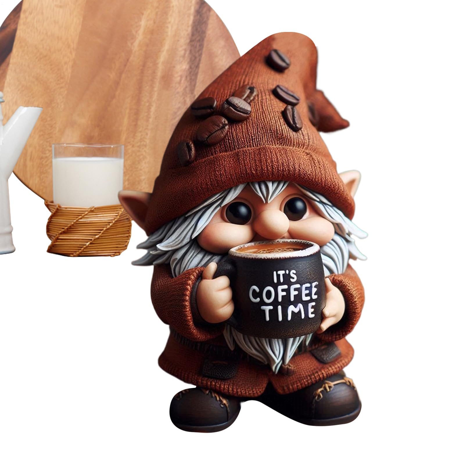 Figuras de Papá Noel de resina decorativas para gnomos de café y adornos de escritorio