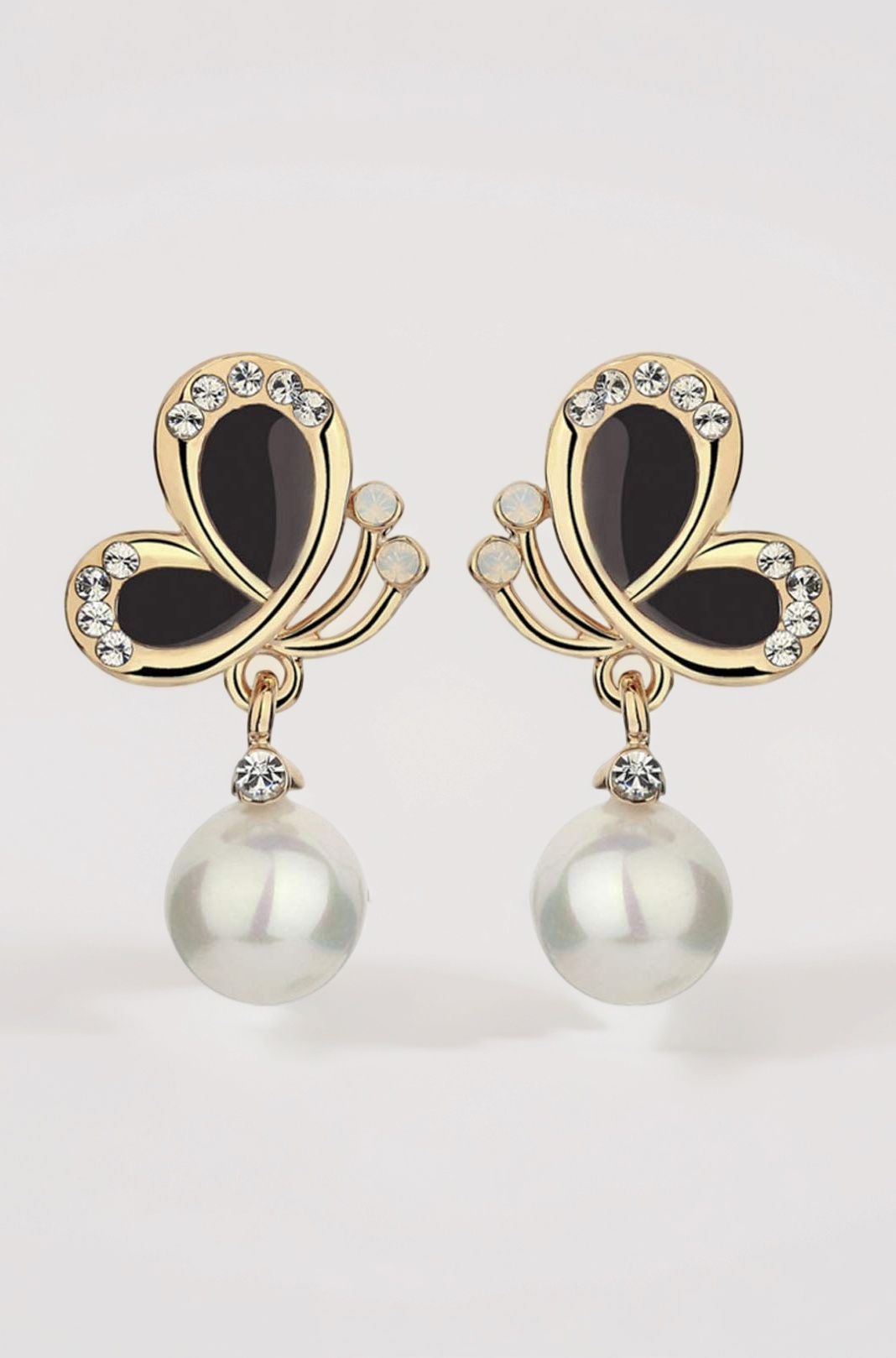 Yellow Chimes Fashion Women Earrings | Gold Toned Black Color Crystal Earrings