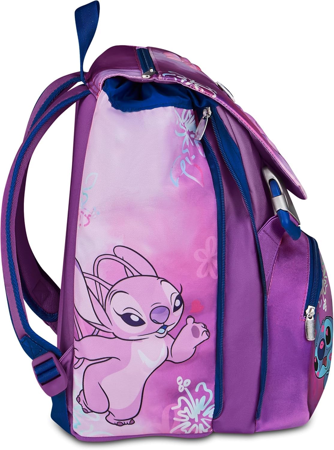 Set Scuola 2 Pezzi Per Stitch Seven Fan Zaino Scuola Elementare Bambina + Astuccio 3 Scomparti Completo (44 Accessori) - School Pack Bambini