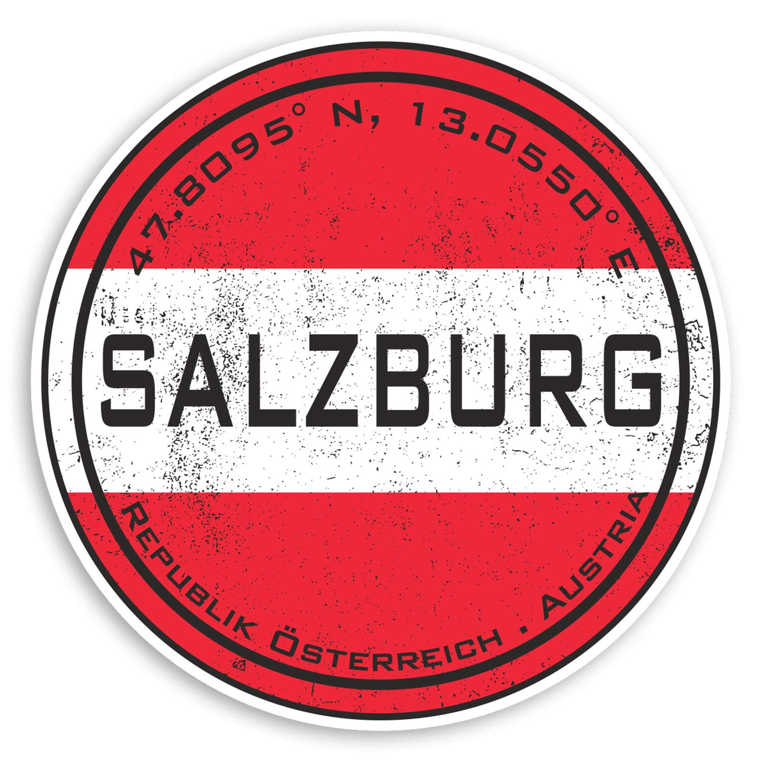 Destination Vinyl Ltd Multi 2 X 10Cm Salzburg Austria Vinyl Stickers - Flag Travel Sticker Luggage #20623 (10Cm Wide)