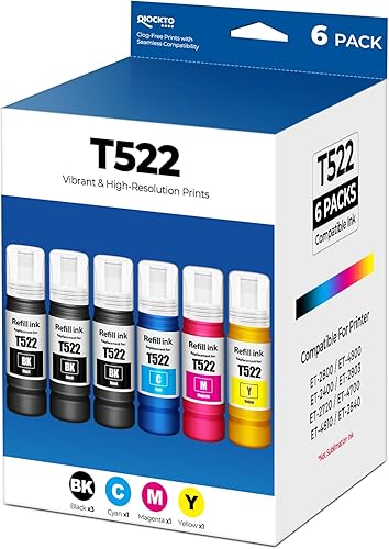 522 botellas de repuesto de tinta para botellas de tinta ET-2800 ET-2400 ET-4800 ET-2803 522 para botellas de tinta Eco Tank ET2800 ET2400 ET4800