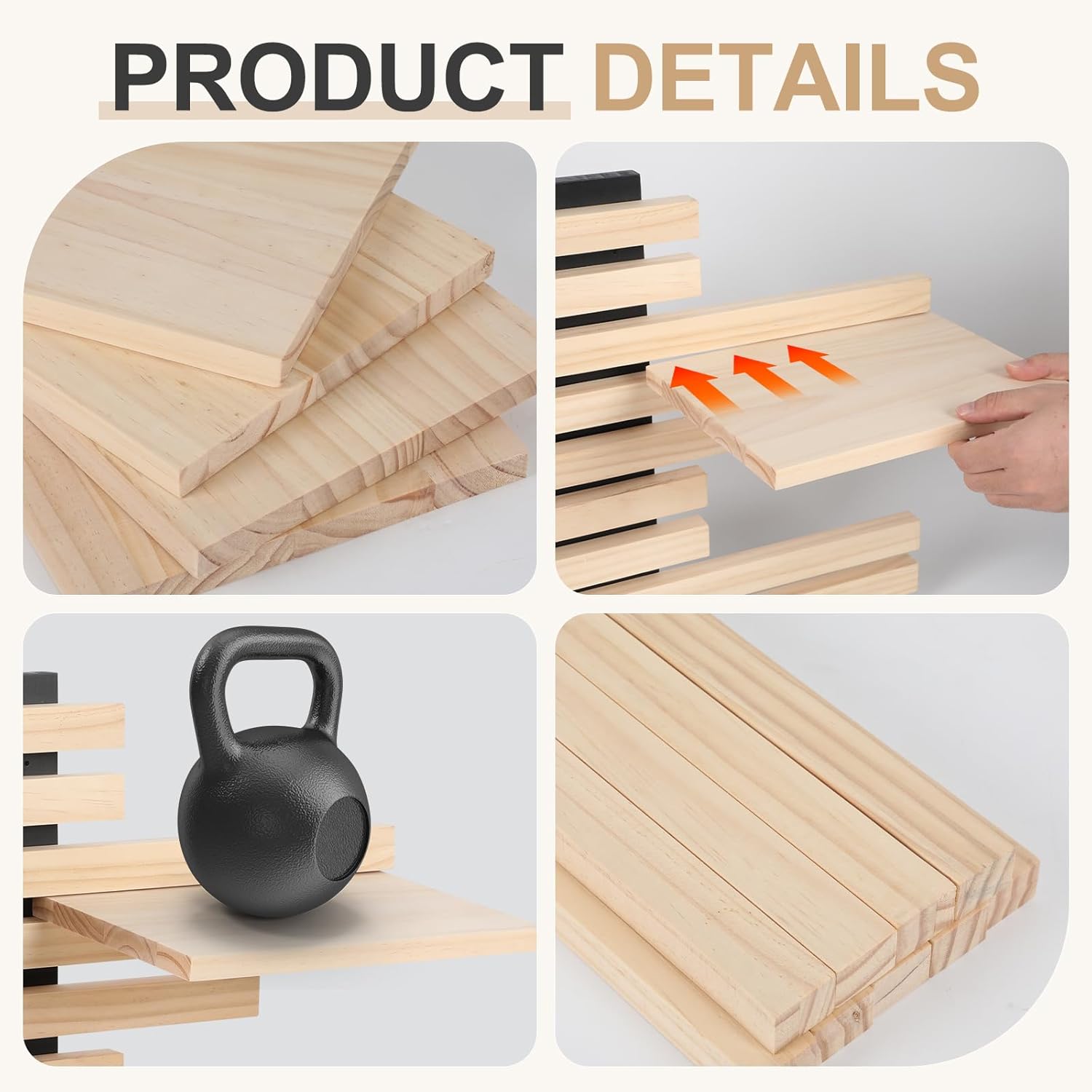 4-Tier Adjustable Wooden Floating Shelf Space-Saving Wall Mounted Shelf with Multiple Customizable Layouts Display Rack for Figurines Doll Small Plant Statue Wall Organizer for Living Room Bedroom